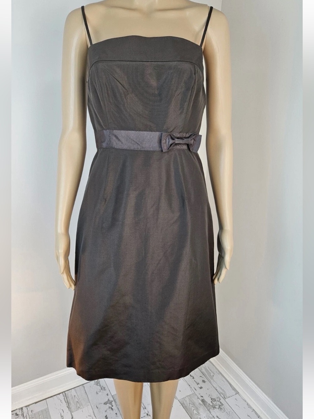 J. Crew Silk Emma Spaghetti-Strap Midi Dress with Waist Bow